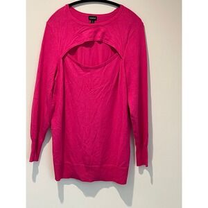 Torrid Womens Pink Long Sleeve Cut Out Crew Neck Sweater Plus Size Sz 2